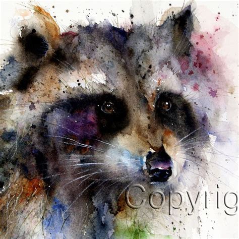 Raccoon Watercolor Print Raccoon Art Raccoon Painting By Etsy