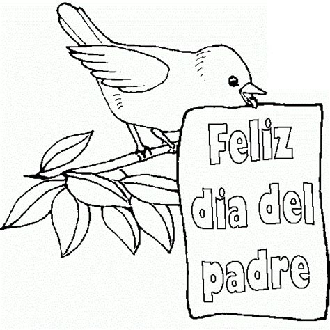 Los dibujos para colorear favoritos para jóvenes y mayores. Pajarito con felicitación para el día del padre - Dibujos ...