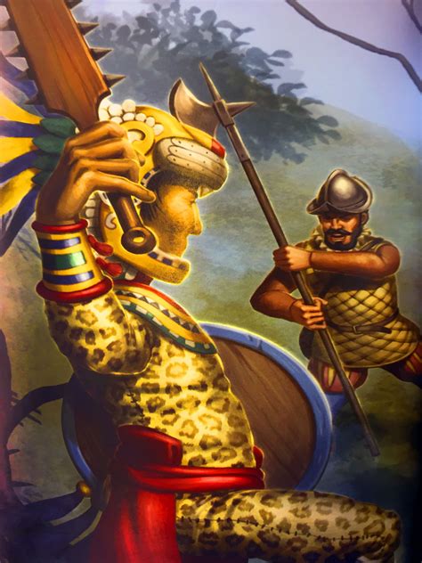 Aztec Jaquar Warrior Ambushing A Spanish Conquistador Inca Spanish