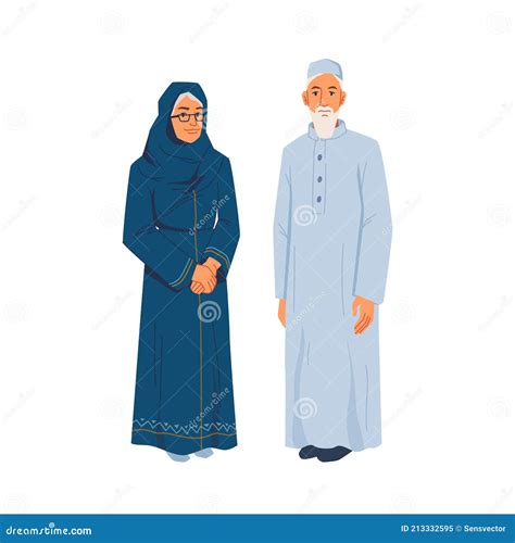 Muslim Grandmother Grandfather In National Cloth Elderly Muslims Stock