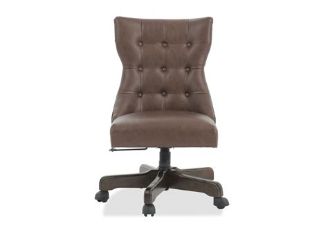 Crafted from solid wood, this tufted chair is both comfortable and durable. Armless Button-Tufted Swivel Office Chair in Brown ...