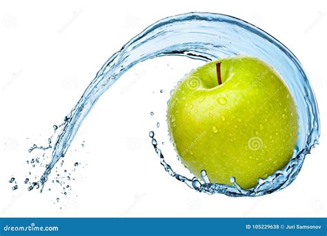Green Apple In Water Splash Stock Photo Image Of Splash Curve
