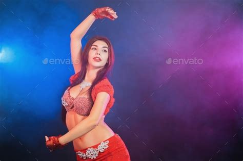 Exotic Shining Red Costume Sexually Moves Her Body Sexy Traditional
