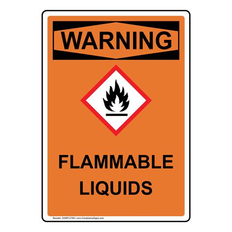 Vertical Hazmat Sign Flammable Liquids Osha Ghs