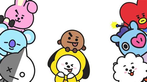 Cooky is a pink bunny with a right ear bending down, his left triangle eyebrow is thick while the right normal one is thin. BT21 desktop hd wallpaper | Kertas dinding, Komputer ...