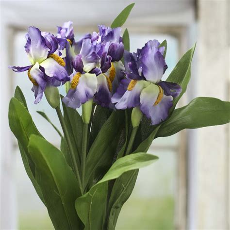 Lavender Artificial Iris Bush Bushes Bouquets Floral Supplies