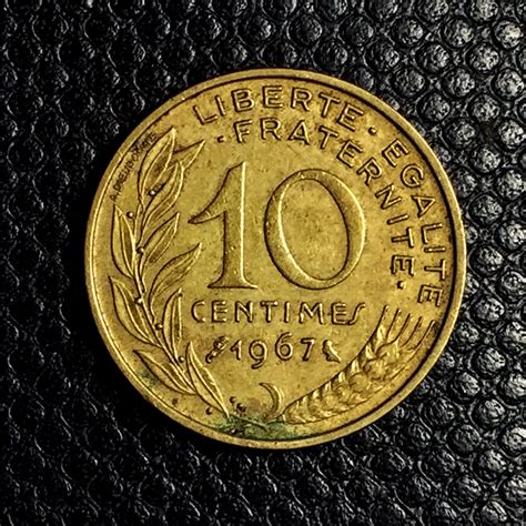 10 Centimes French Franc Coin Reverse 1967 World Coins Coins French Franc