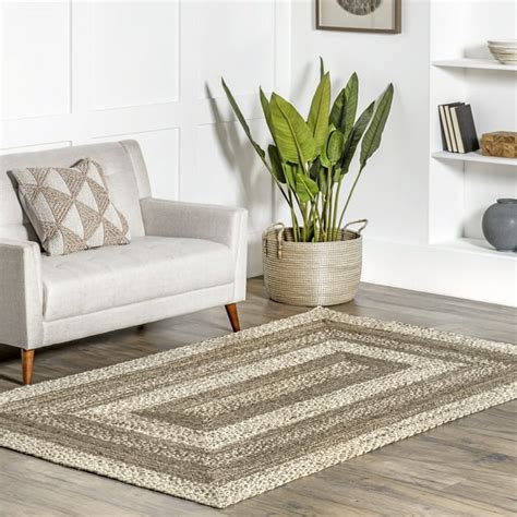 Nuloom Charlene Braided Border Jute Area Rug 8 X 10 Natural