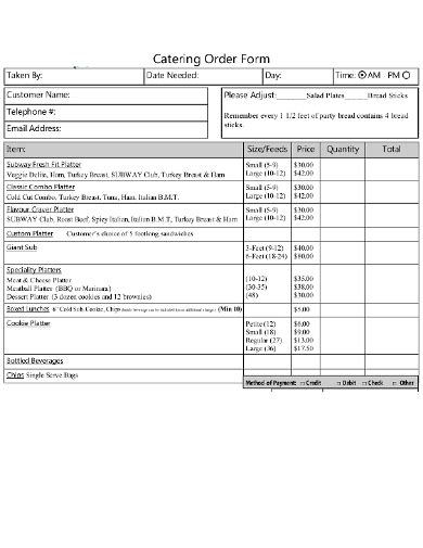 6 Catering Order Form Templates Numbers Pages Word Pdf Excel