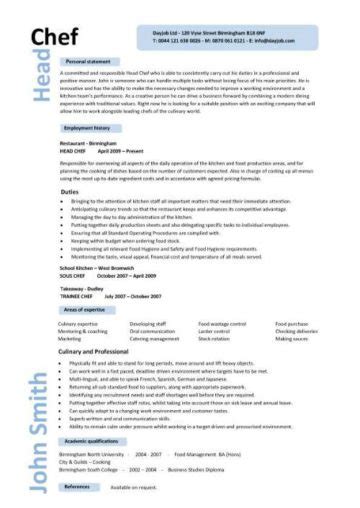 chef resume sample examples sous chef jobs