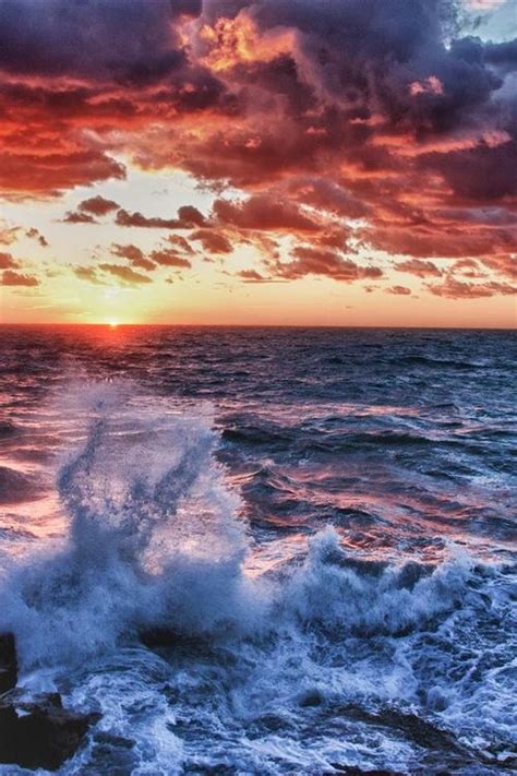 Ocean Sunset Enough Said Waves Wallpaper Ocean Waves Beautiful