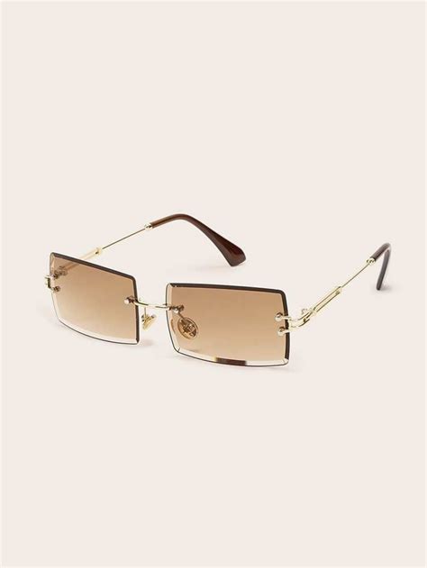 Rimless Square Frame Sunglasses Shein Usa In 2021 Sunglass Frames Glasses Fashion Fashion