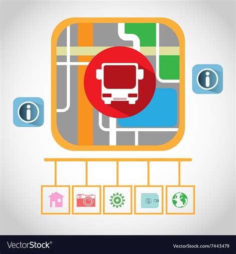 Travel By Bus Gps Navigation Map Royalty Free Vector Image