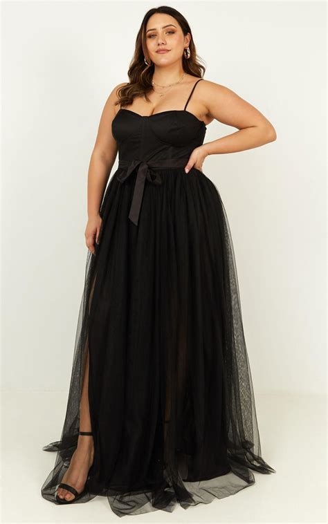 At The Altar Tulle Maxi Dress In Black Showpo Bridesmaid Dresses Plus Size Plus Size Formal