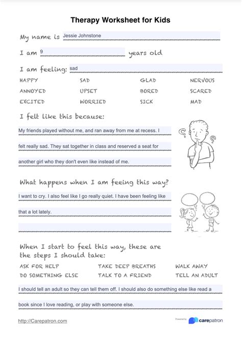 Therapy Worksheets For Kids And Example Free Pdf Download