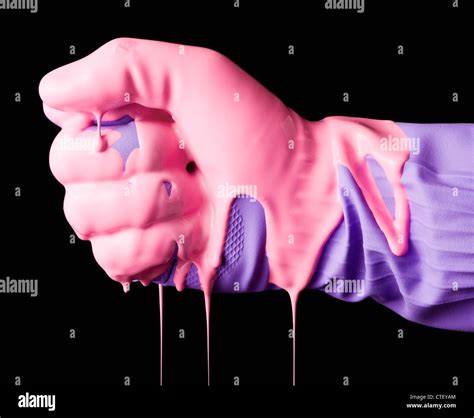 Usa Utah Lehi Human Fist In Rubber Glove Dripping With Wet Paint Stock Photo Alamy