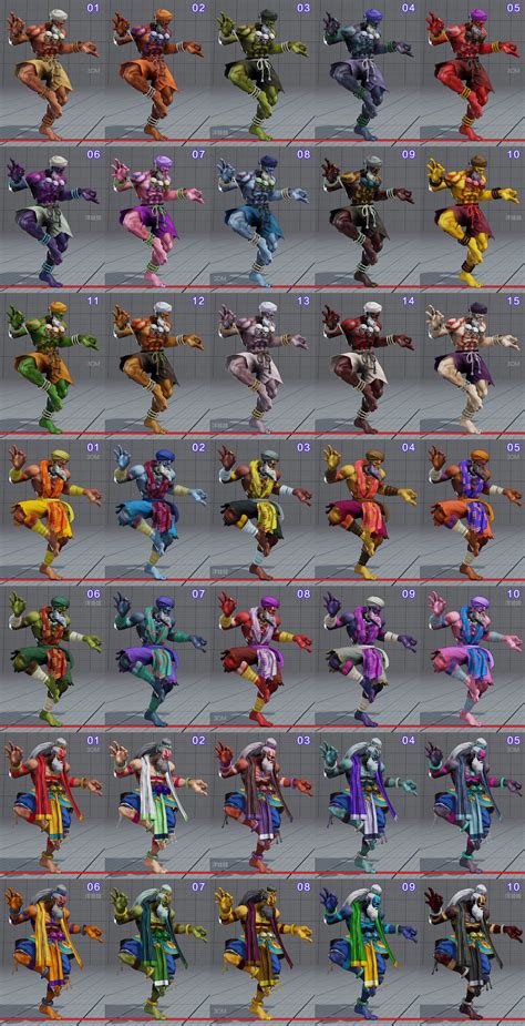 All Colors For All Current Costumes In Street Fighter 5 5 Out Of 18