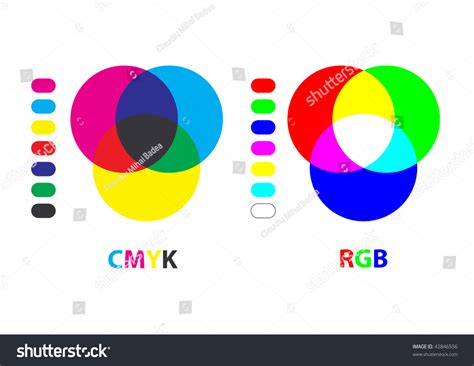 Vector Chart Explaining Difference Between Cmyk Stock Vector Royalty