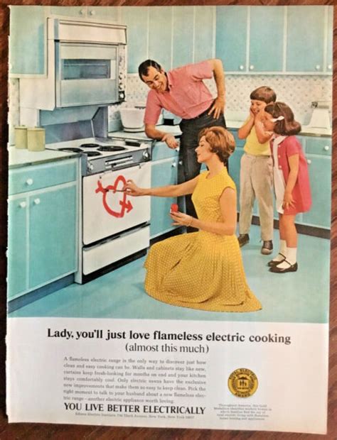 Edison Electric Oven 1966 Ad Vintage Print 1960s Retro Home Appliances