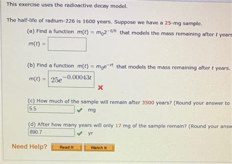 Solved This Exercise Uses The Radioactive Decay Model The