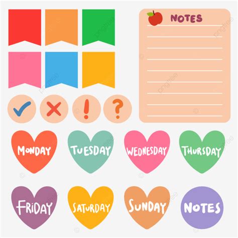 Cute Sticker Set Vector Art Png Cute Planner Sticker Set Planner