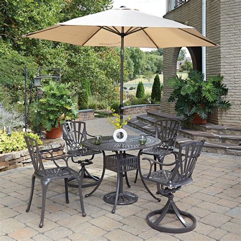 Startogoo 11 piece patio furniture dining sets, outdoor space saving pe wicker rattan chairs conversation with glass table, cushions and ottoman for lawn, garden, backyard (brown). Home Styles Floral Blossom Taupe 7-Piece Patio Dining Set ...