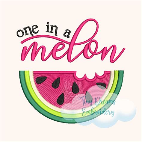 One Melon Digital Machine Embroidery Design Watermelon Embroidery
