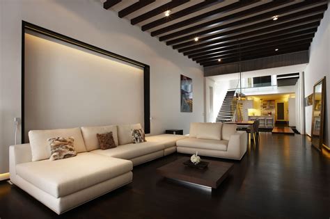 Contemporary apartment furniture, dark interior design ...