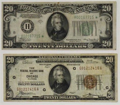 Us 20 Star Note And National Currency Note