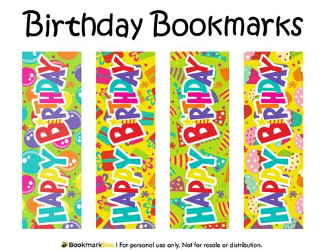 Birthday Bookmarks Printable Free
