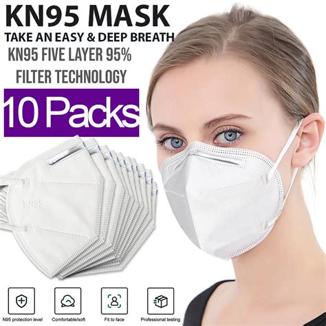 Kn95 Protective 5 Layers Face Mask 10 Pack Bfe 95 Pm25 Disposable
