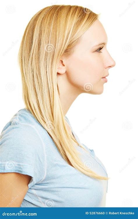 Young Blonde Woman In Side View Stock Photo Image 52876660