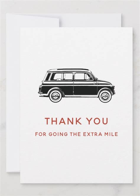 Car Thank You Card Thanks For Going Extra Mile Zazzle Cute Thank