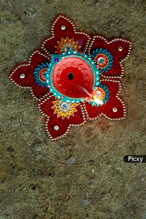 Image Of Indian Festival Diwali Diwali Lamp Deepavali Diyas Rangoli