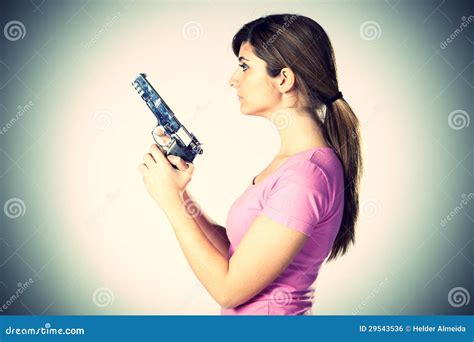 Woman Aiming A Handgun Stock Photo Image Of Healthy 29543536