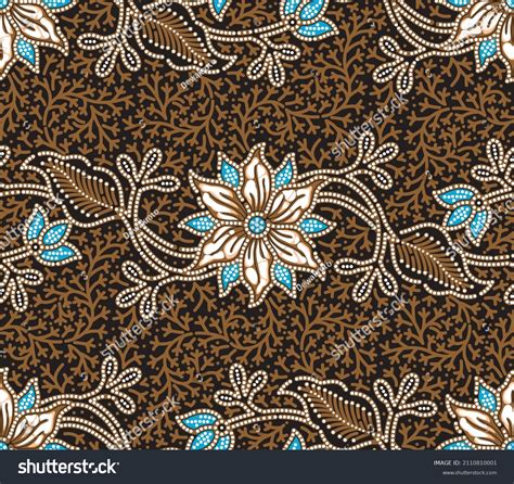 Traditional Javanese Batik Floral Pattern Version Stock Vector Royalty