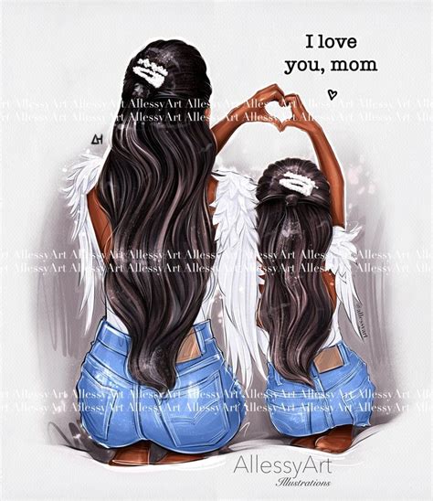 Instant Download I Love You Mom Digital Illustration Etsy Mother Daughter Art Digital