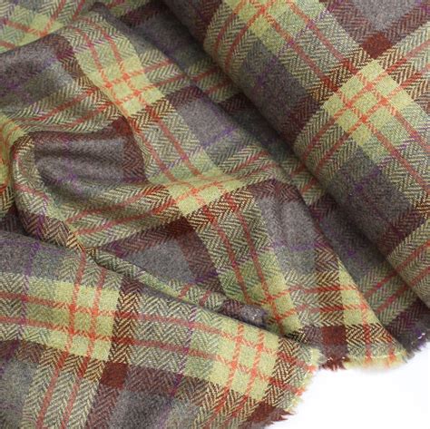 Yellow Autumn Plaid 100 Wool Tweed Fabric Uk Made Cloth Etsy Uk