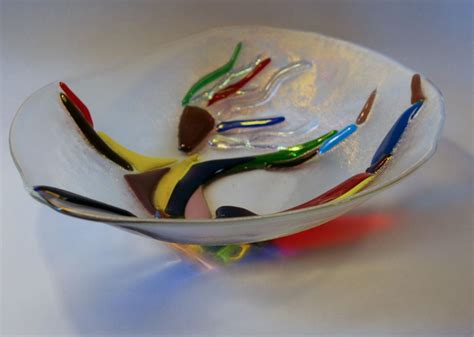 Custom Made Fused Glass Bowl With Leaping Dancer By Paradise Custom Glass