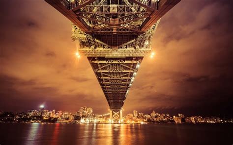 Download Wallpapers Sydney Harbour Bridge Australia Night Lights