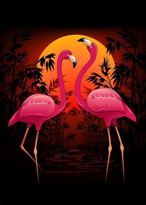 Pink Flamingos On Peaceful Tropical Sunset Pink Flamingos On Peaceful Tropical Sunset Gallery