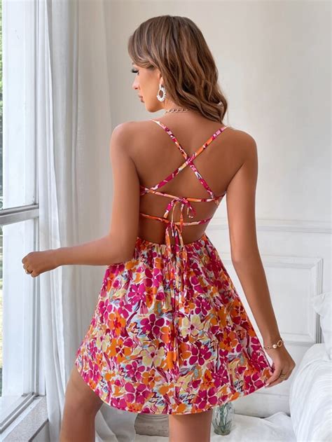 Shein Vcay Allover Floral Print Cami Dress Shein