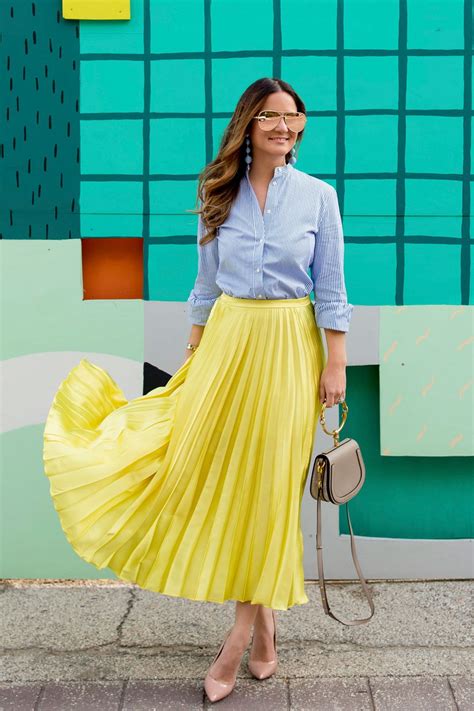 Yellow Satin Pleated Skirt Artofit