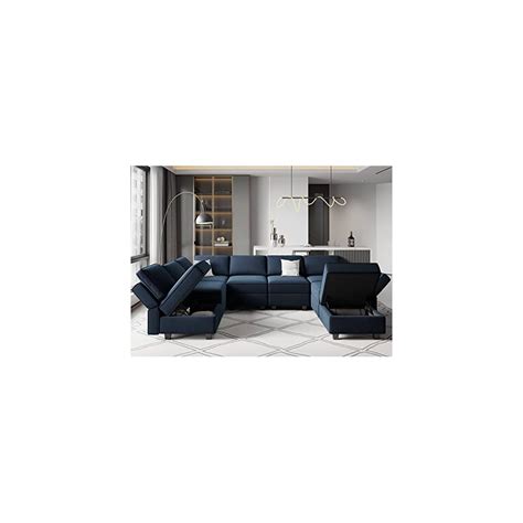 Buy Belffin Modular Velvet Sectional Sofa With Storage Seat Oversized U