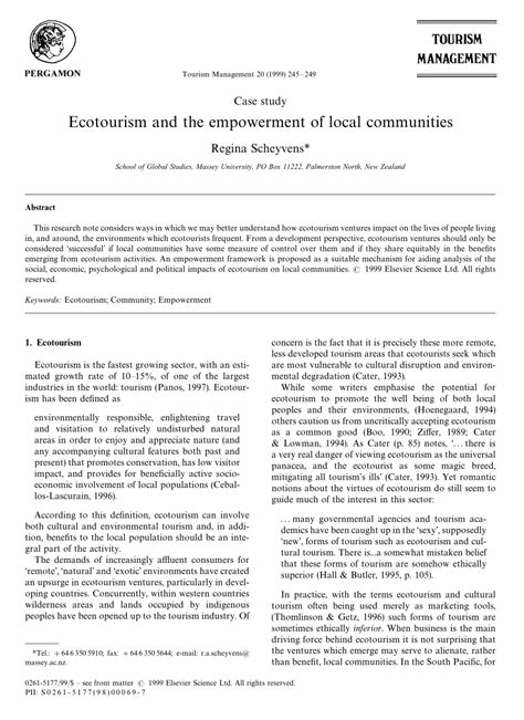 Pdf Case Study Ecotourism And The Empowerment Of Local Communities
