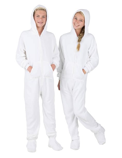 Footed Pajamas Footed Pajamas Arctic White Kids Hoodie Fleece