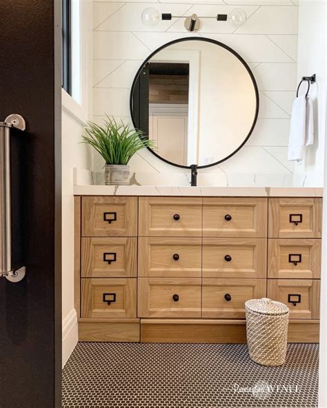 Stay organized and tidy with the help of these oak bathroom vanity. Black & White Oak Bathroom Reveal - Remington Avenue