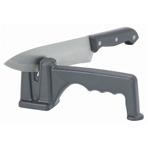 Hold the knife with one hand and the sharpener with the other. Handheld Knife Sharpener
