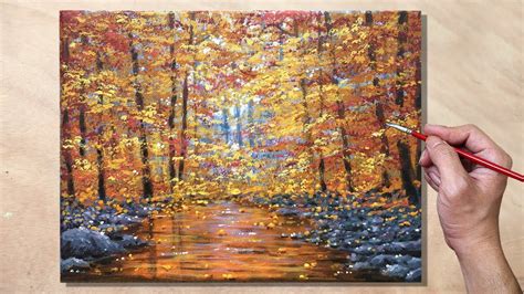 Acrylic Painting Autumn Forest Landscape Youtube Forest Landscape