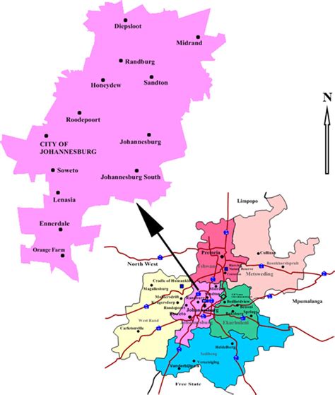Situated on the highveld, gauteng is the smallest province in south africa. Map of Gauteng Province in South Africa showing the ...